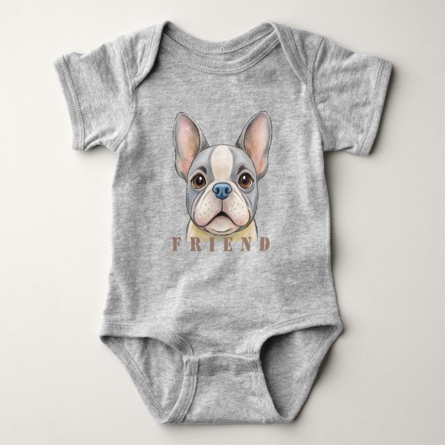 Friend Bulldog Baby Strampler (Vorderseite)