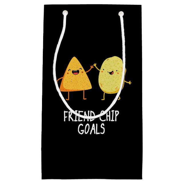 Friend Chip Goals Funny Chip Pun Dark BG Kleine Geschenktüte (Vorderseite)