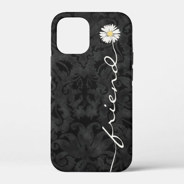 Friend Daisy auf Black Damask Case-Mate iPhone Cas Hülle (Rückseite)