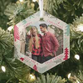 Friend Foto Doodle Trees Hexagon Glas Ornament Ornament Aus Glas