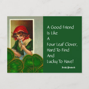 Friend Four Leaf Proverb St Patricks Day Postkarte
