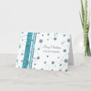 Friend Frohe Weihnachtskarte Blaue weiße Schneeflo Feiertagskarte