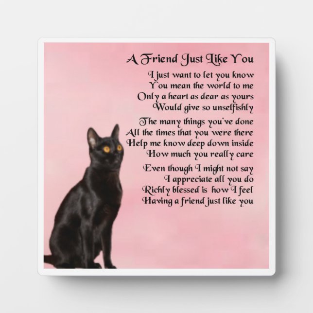 Friend Gedicht Plaque - Design der schwarzen Katze Fotoplatte (Vorderseite)