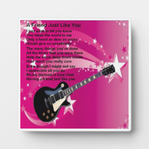 Friend Gedicht Plaque - Guitar Pink Design Fotoplatte