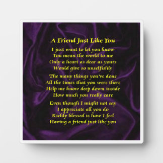 Friend Gedicht Plaque - Lila Seidendesign Fotoplatte