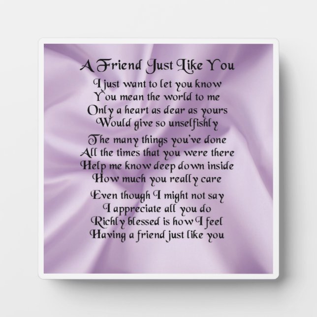 Friend Gedicht Plaque - Lilac Silk Design Fotoplatte (Vorderseite)