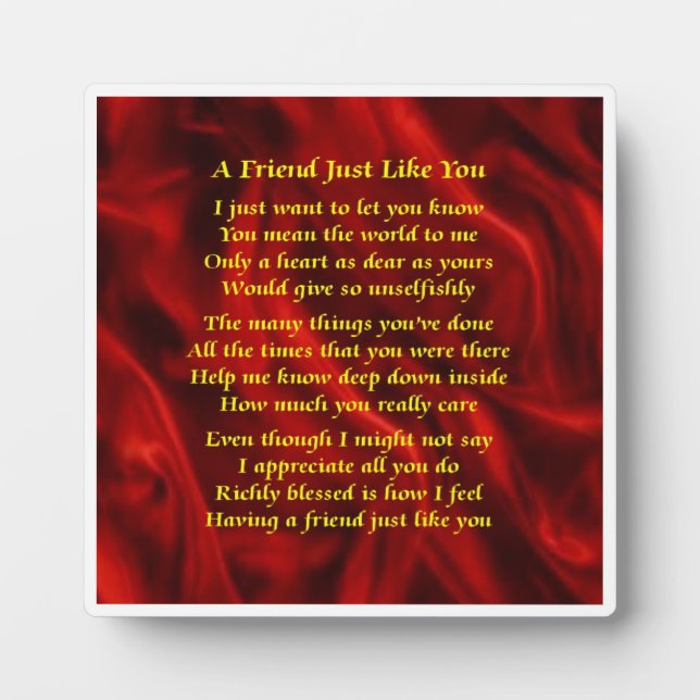 Friend Gedicht Plaque - Red Silk Design Fotoplatte (Vorderseite)