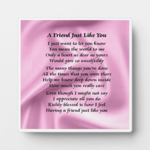 Friend Gedicht Plaque - rosa Seidendesign Fotoplatte