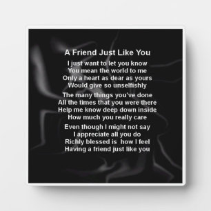 Friend Gedicht Plaque - Schwarzes Seidendesign Fotoplatte