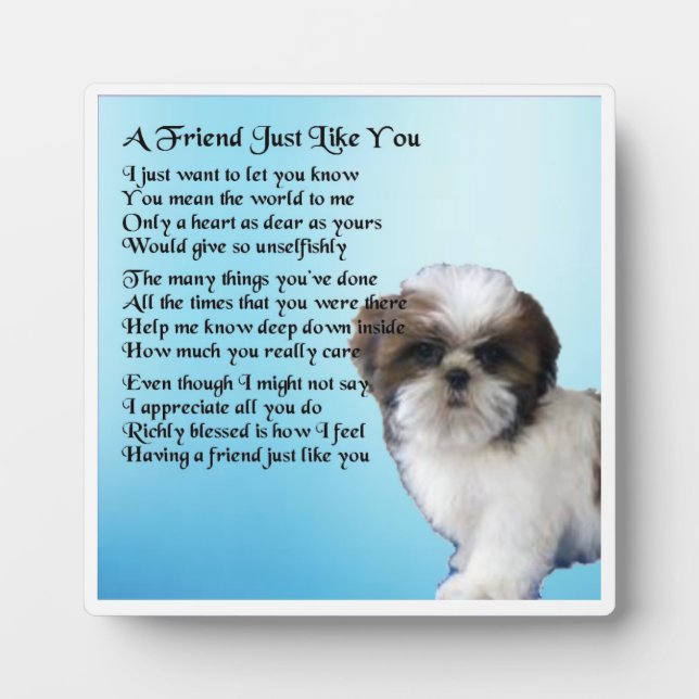 Friend Gedicht Plaque - Shih Tzu Dog Design Fotoplatte (Vorderseite)