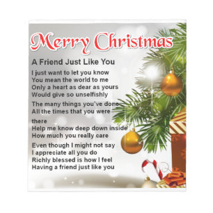 Friend Gedicht - Weihnachtsdesign Notizblock