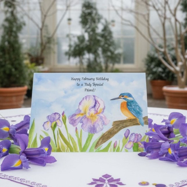 Friend Happy February Birthday Kingfisher Karte (Von Creator hochgeladen)