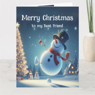 Friend Happy Snowman Hot Chocolate Weihnachten Karte