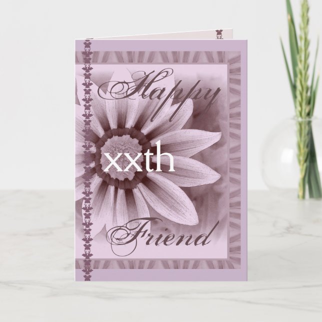 FRIEND Happy xxth Custom Birthday LAVENDER Blume Karte (Vorderseite)