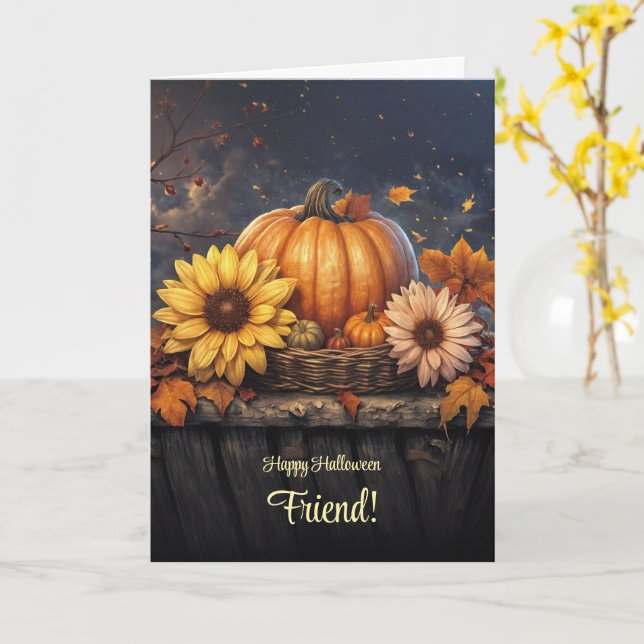 Friend Hübsch Happy Halloween mit Herbst-Blume Karte (Gelbe Blume)