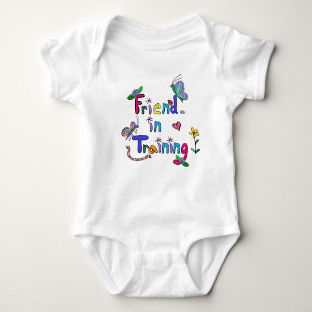 "Friend in Training" Lebendige Farben Baby Strampler (Vorderseite)