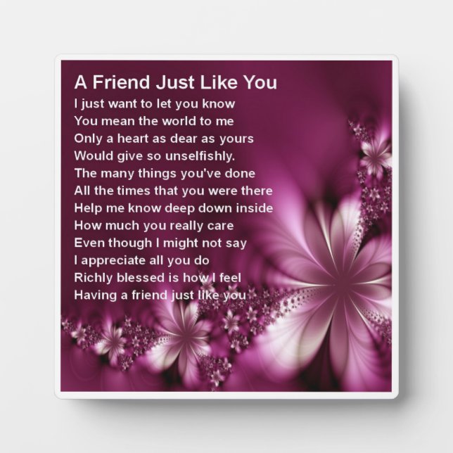 Friend Poem Plaque - Blume Design Fotoplatte (Vorderseite)