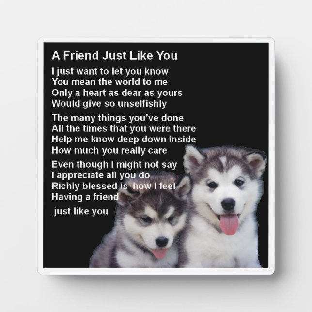 Friend Poem Plaque - Husky Hogs Design Fotoplatte (Vorderseite)