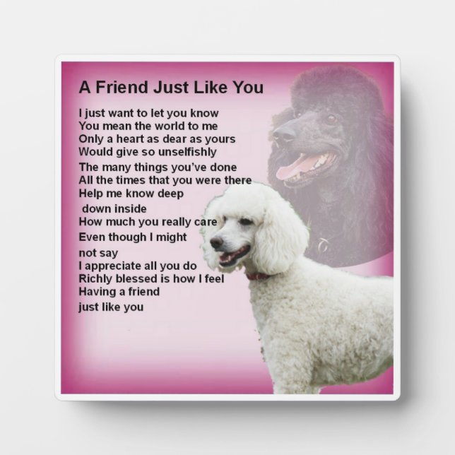 Friend Poem Plaque - Poodle Dog Design Fotoplatte (Vorderseite)