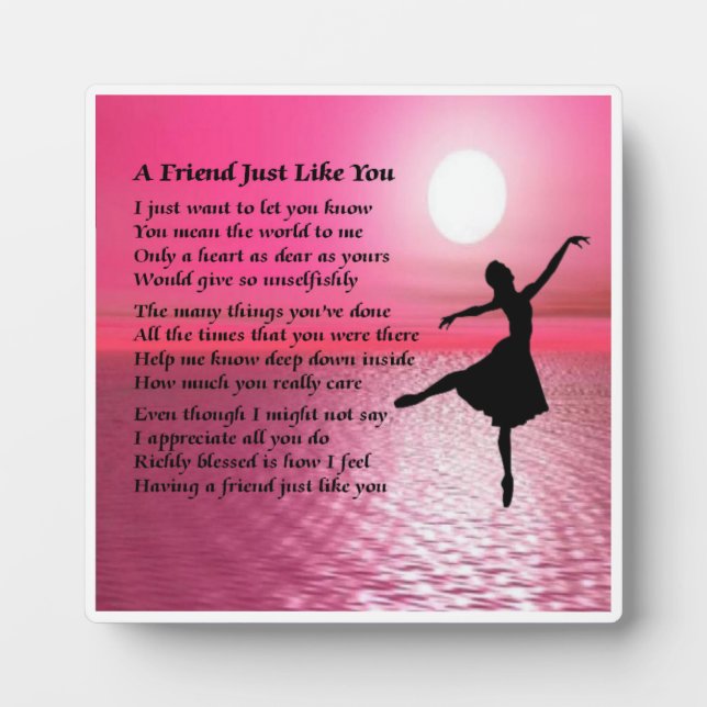 Friend Poem Plate - Ballerina Design Fotoplatte (Vorderseite)