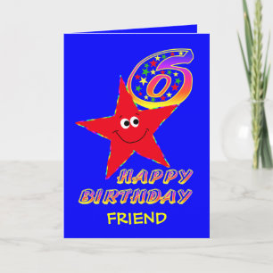 Friend Red Star 6. Geburtstag Karte