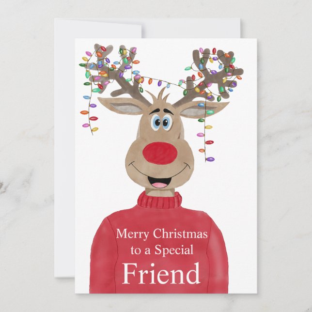 Friend Reindeer Christmas individuell anpassbar Feiertagskarte (Vorderseite)