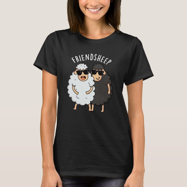 Friend Schafe Funny Sheep Pun Dark BG T-Shirt (Vorderseite)