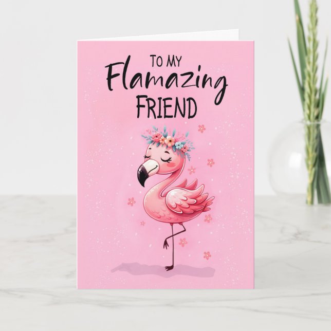 Friend Sprichwort Hi mit Flamingo Fabulous und Spa Karte (Vorderseite)