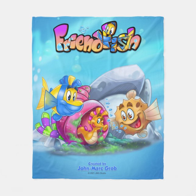 FriendFisch niedlicher Cartoon  Fleecedecke (Vorderseite)