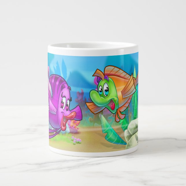 FriendFisch niedlicher Cartoon  Jumbo-Tasse (Vorderseite)