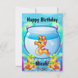 FriendFish Cartoon niedlicher Fisch Geburtstagskar Dankeskarte