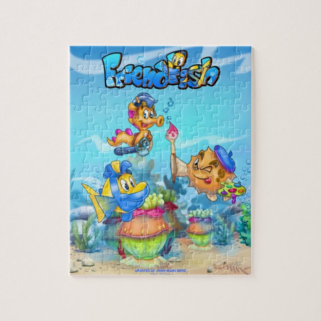 FriendFish niedlich Cartoon Fisch Puzzle (Vertikal)