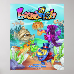FriendFish niedlich Cartoon Fischplakat Poster