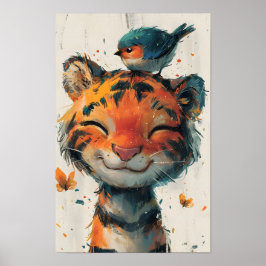 Friendly Baby Tiger Print Poster