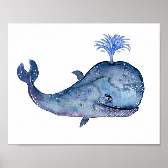 Friendly Blue Whale Poster (Vorne)