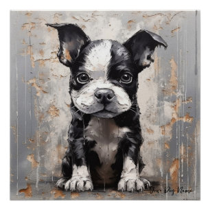 Friendly Boston Terrier Puppy Dogs 005 - Raimon P Poster