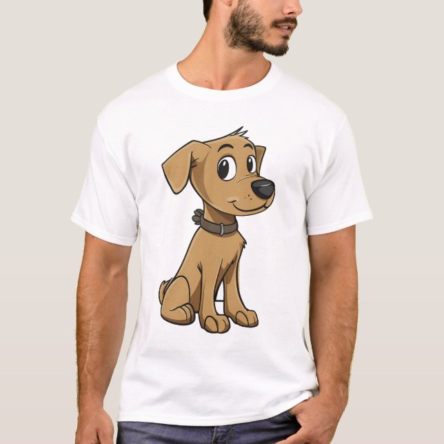 Friendly Brown Cartoon Dog T-Shirt (Vorderseite)