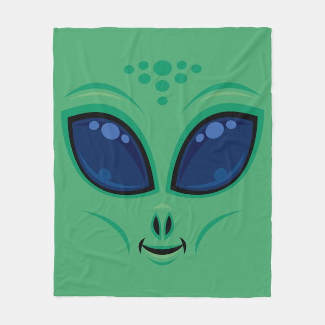 Friendly Cartoon Alien Face Fleecedecke (Vorderseite)