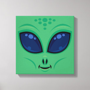 Friendly Cartoon Alien Face Leinwanddruck
