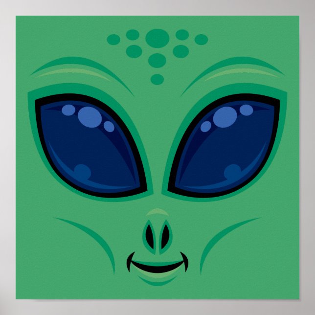 Friendly Cartoon Alien Face Poster (Vorne)