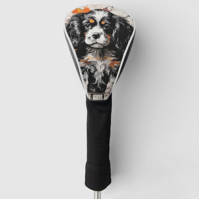 Friendly Cavalier King Charles Spaniel Puppy Hunde Golf Headcover (Vorderseite)