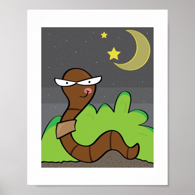Friendly Earthworm Poster für Kinder Dekorprojekte (Vorne)