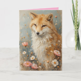 Friendly Fox among the flowers Karte