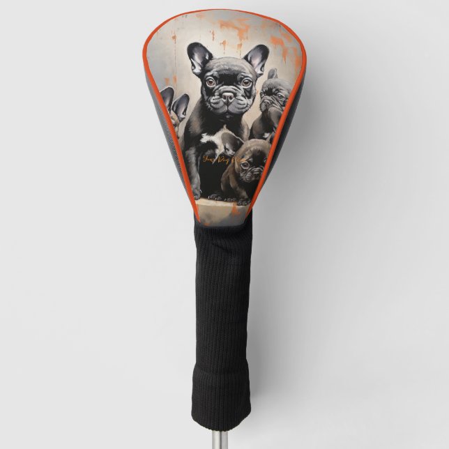 Friendly French Bulldog Puppy Dogs 001 - Raimon P Golf Headcover (Vorderseite)