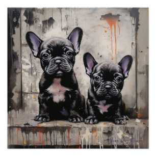 Friendly French Bulldog Puppy Dogs 003 - Raimon P Poster