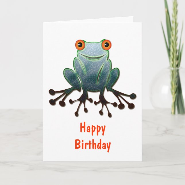 Friendly Frog Birthday Karte (Vorderseite)