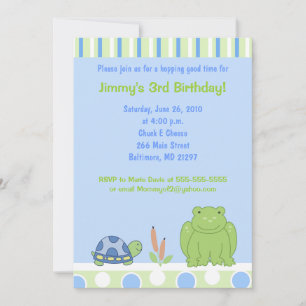 Friendly Frog & Turtle 5x7 Geburtstagseinladung Einladung