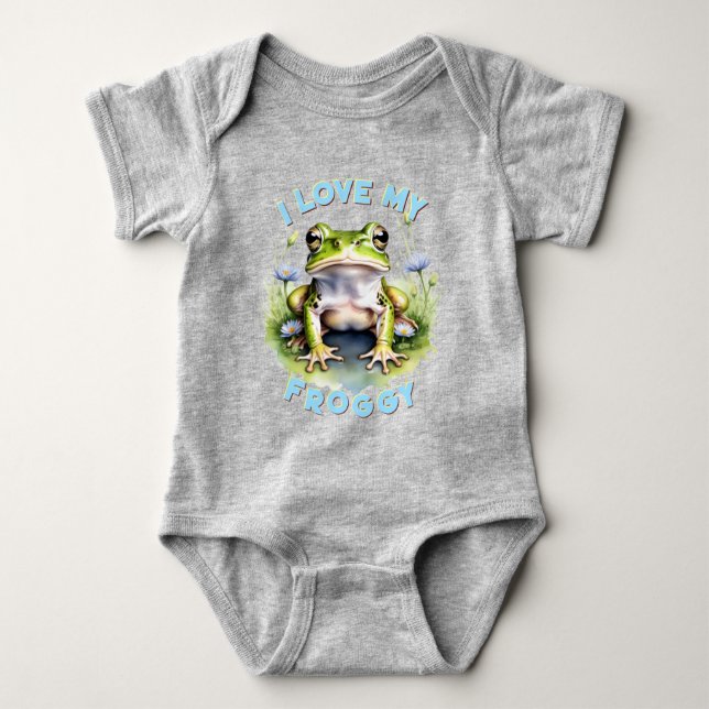 Friendly Froggy Joy - Personalisiert Baby Strampler (Vorderseite)