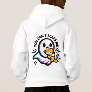 Friendly Ghost & Cat Whimsical Halloween Hoodie