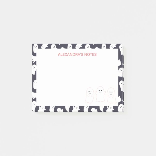 Friendly Ghosts Halloween Pattern Post-it Klebezettel (Vorderseite)